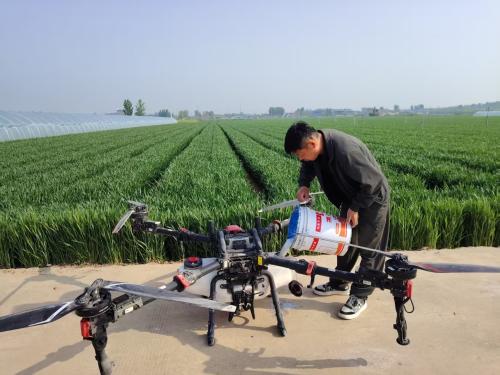 宝莲寺镇抢抓农时开展小麦“一喷三防”飞防作业