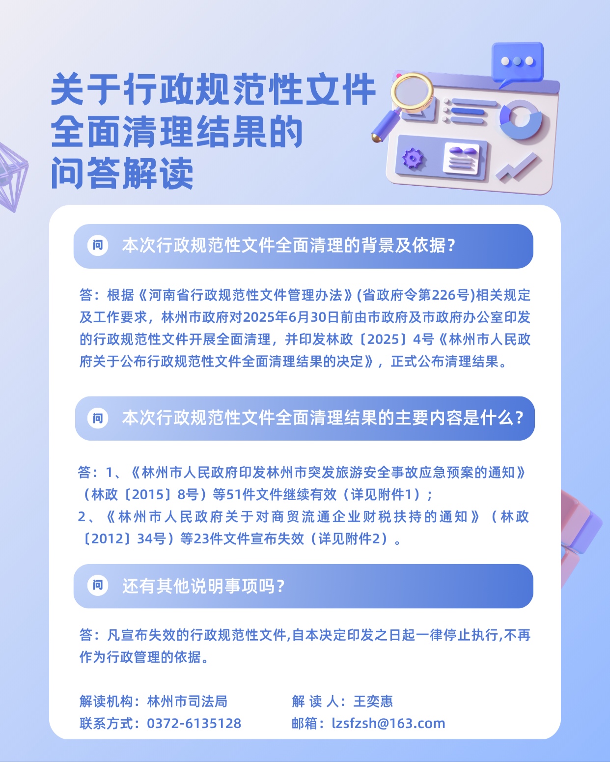 一图读懂 |林州市人民政府关于公布行政规范性文件全面清理结果的决定