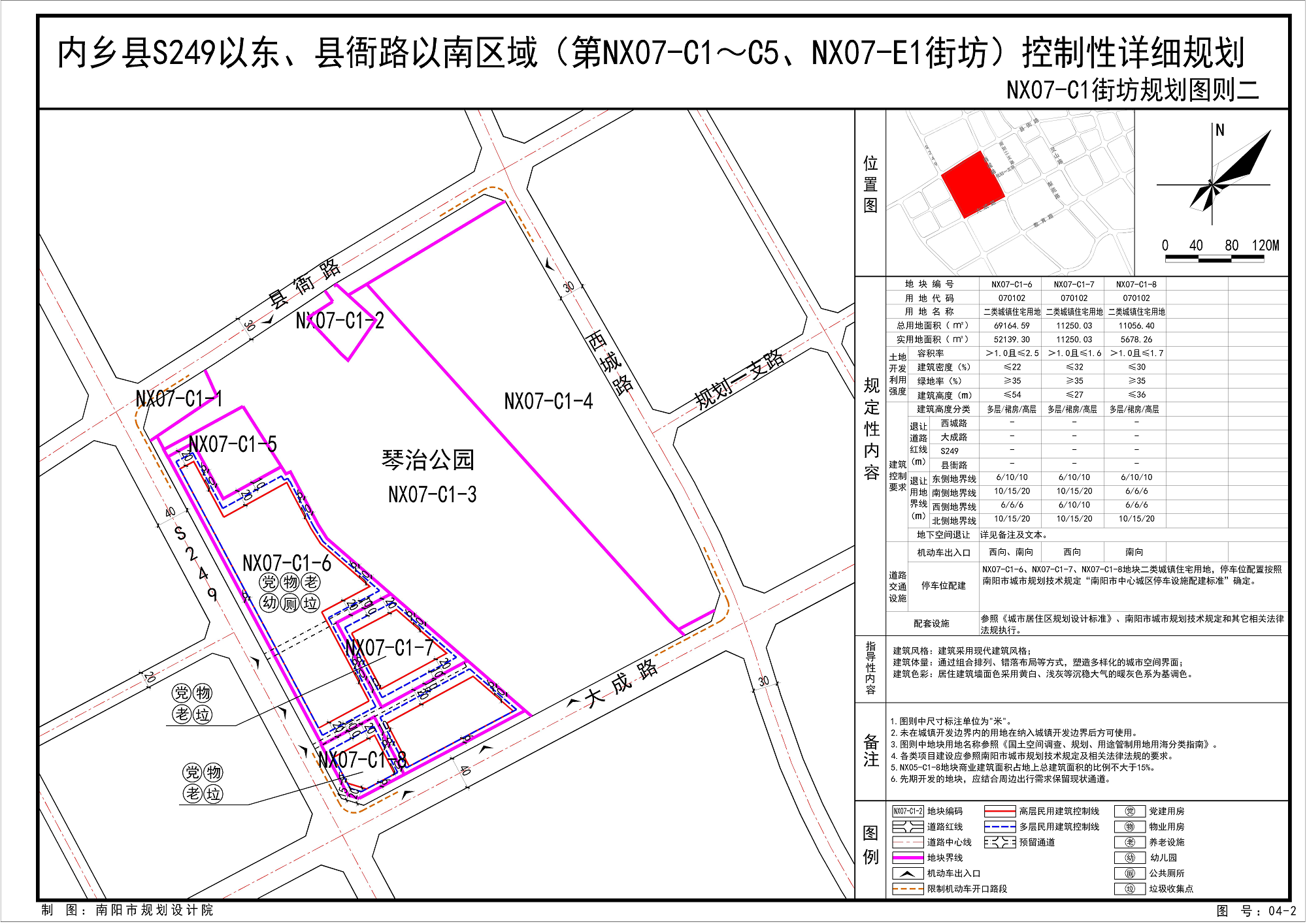 《内乡县S249以东、县衙路以南区域(第NX07-C1~C5、NX07-E1街坊) 控制性详细规划》公示方案