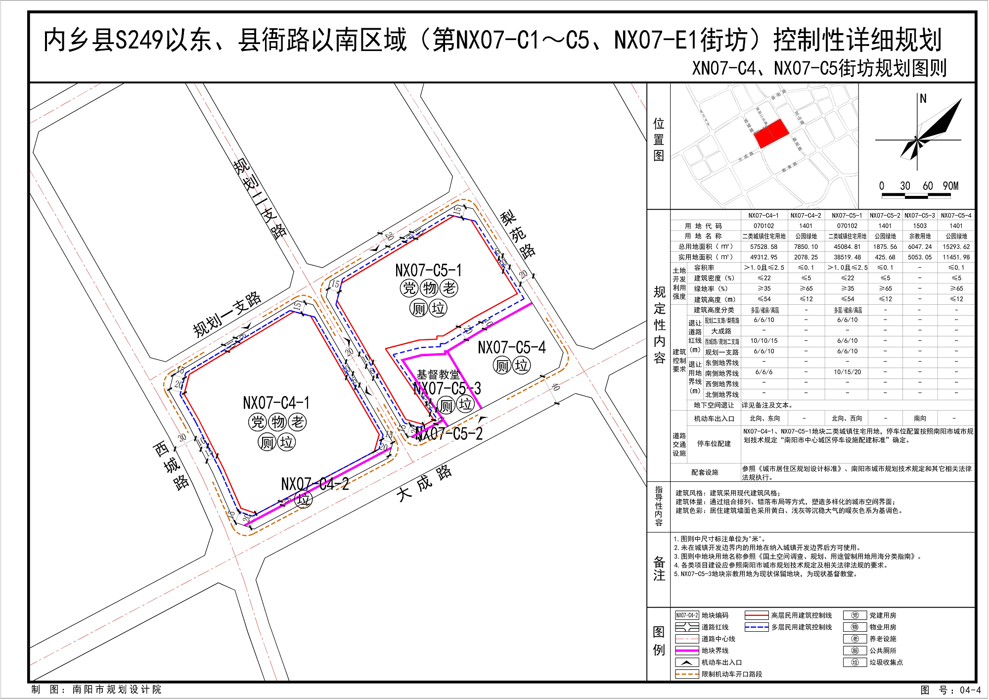 《内乡县S249以东、县衙路以南区域(第NX07-C1~C5、NX07-E1街坊) 控制性详细规划》公示方案