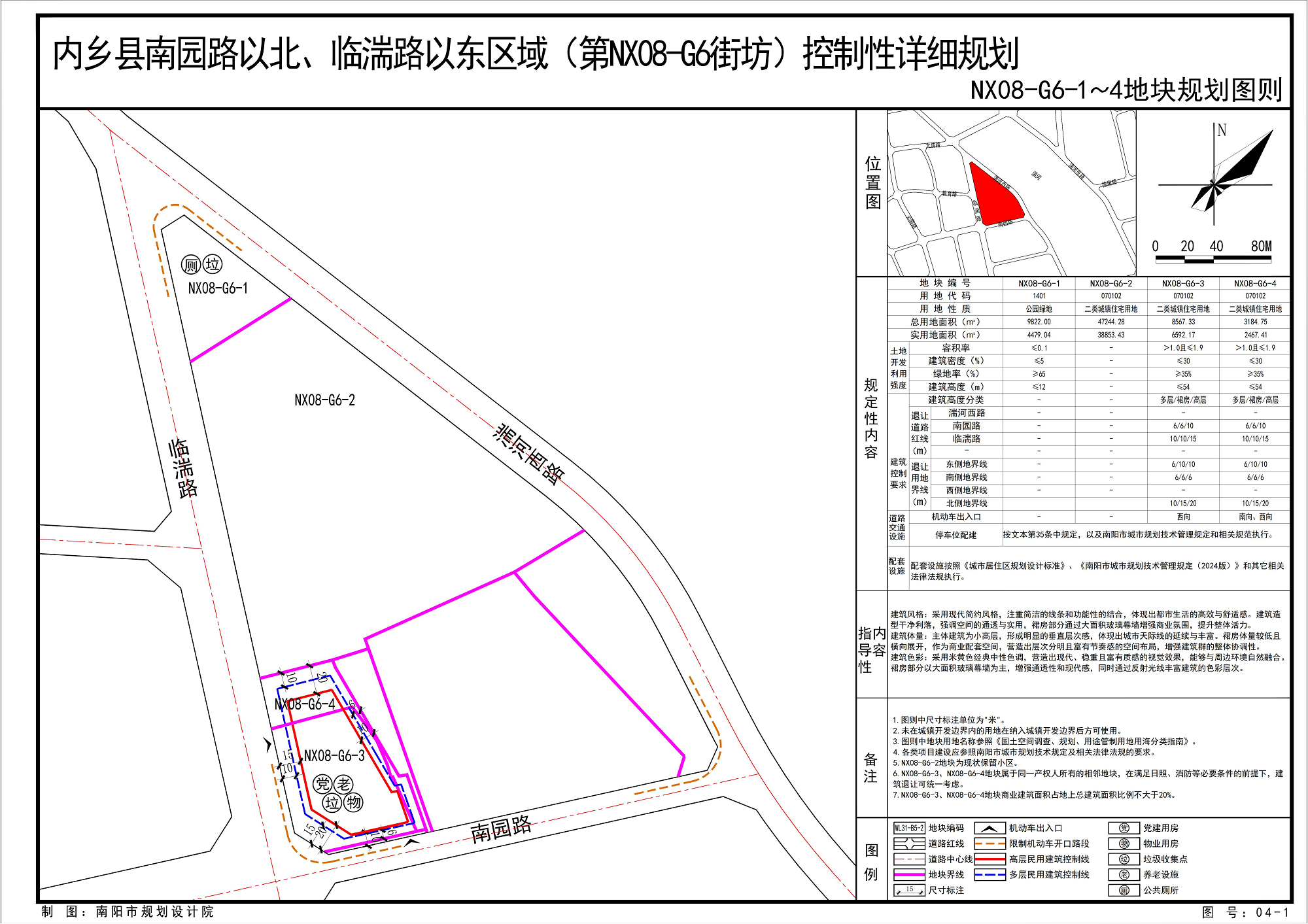 《内乡县南园路以北、临湍路以东区域(第NX08-G6街坊)控制性详细规划》公示方案
