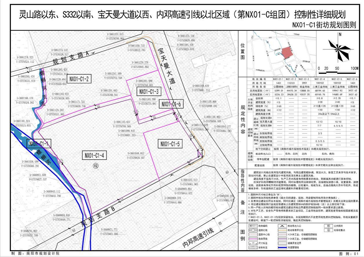 《内乡县灵山路以东、S332以南、宝天曼大道以西、内邓高速引线以北区域(第NX01-C组团)控制性详细规划规划》公示方案