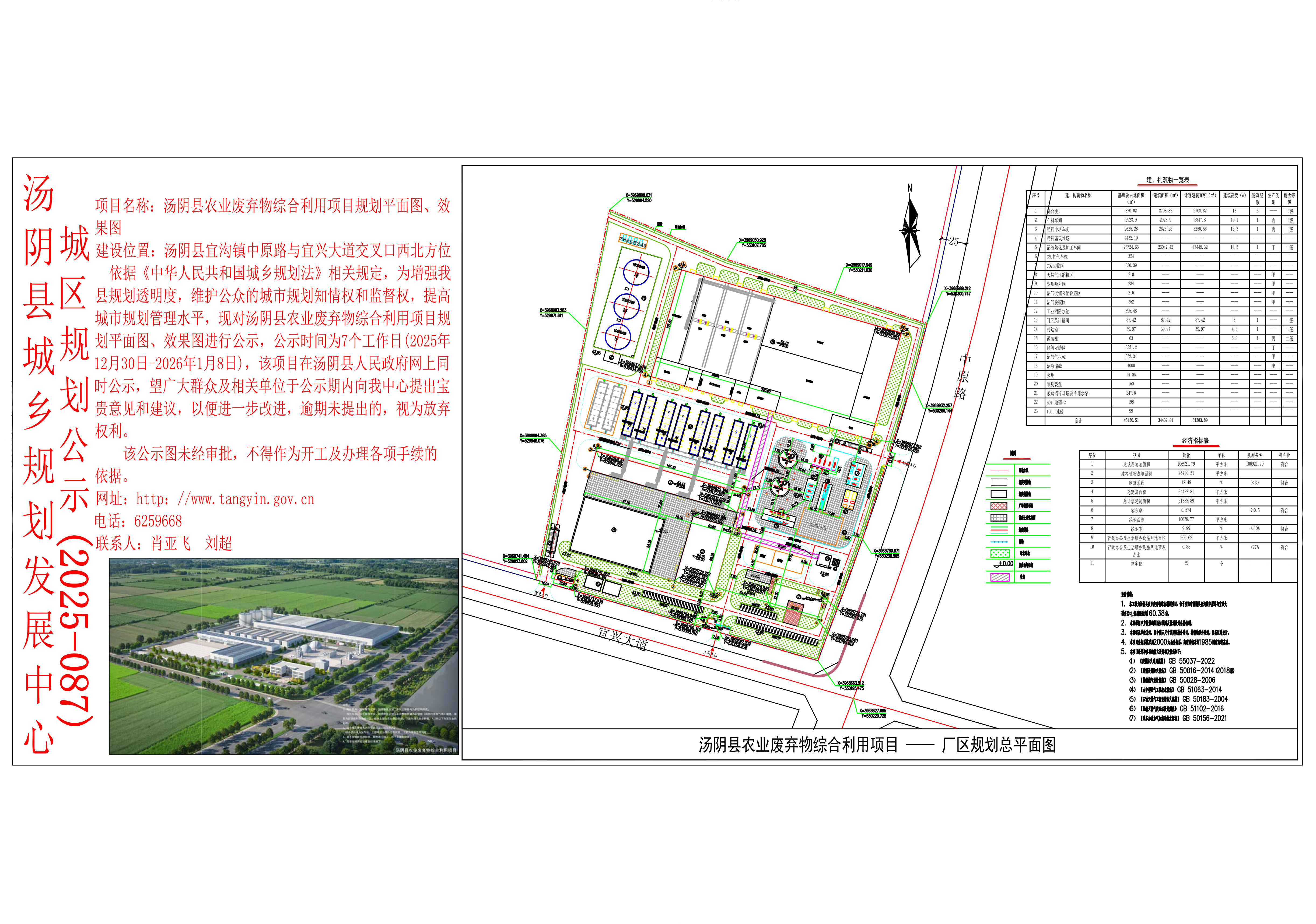 湯陰縣城鄉規劃發展中心城區公示（2025年086號）——湯陰縣農業廢棄物綜合利用項目規劃平麵圖、效果圖—劉超