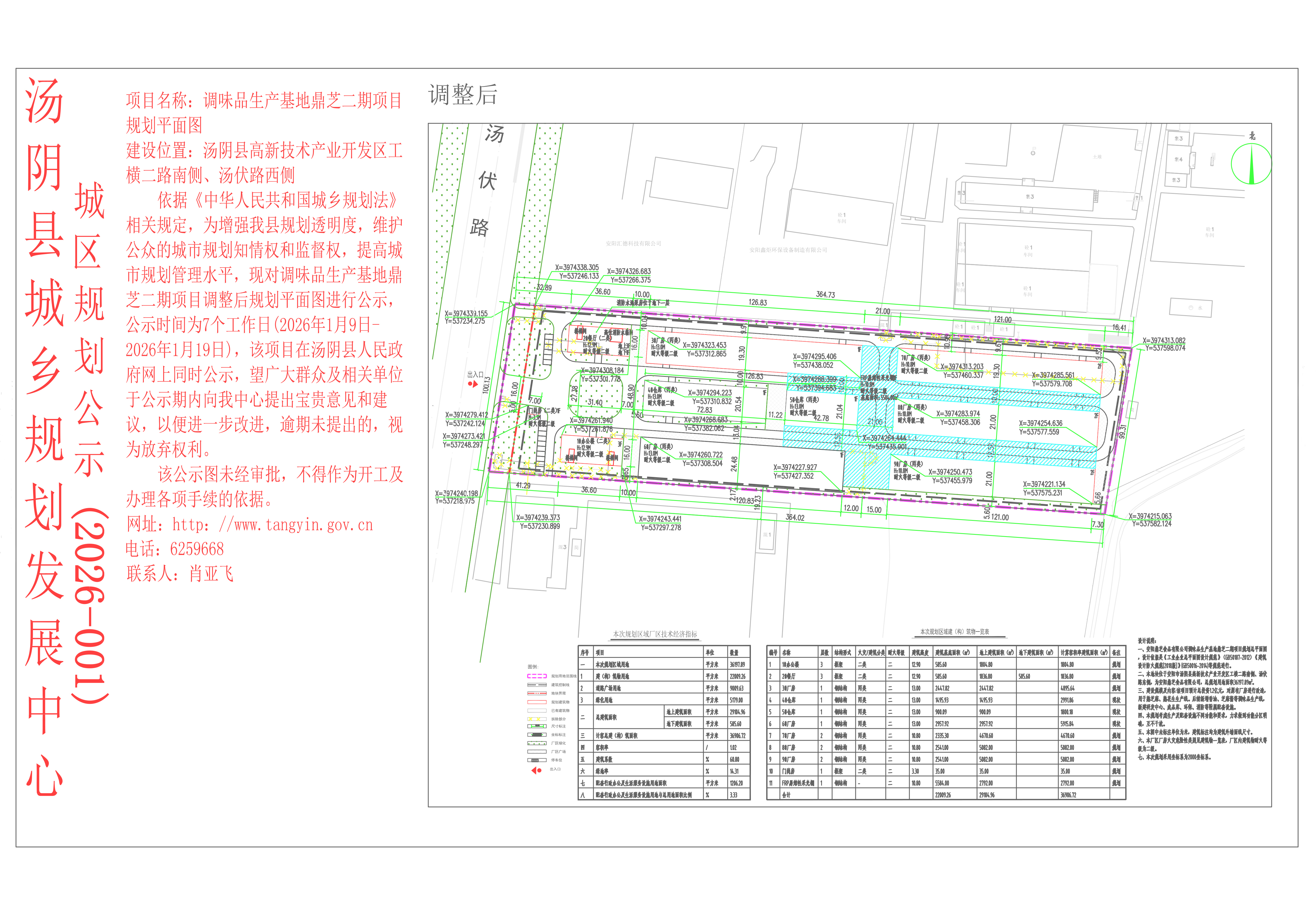 湯陰縣城鄉規劃發展中心城區公示（2026年001號）——調味品生產基地鼎芝二期項目規劃平麵圖—肖亞飛