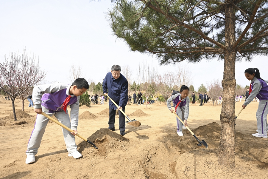 习近平在参加首都义务植树活动时强调  为山川大地增添锦绣 让中国式现代化底色更加亮丽  李强赵乐际王沪宁蔡奇丁薛祥李希参加