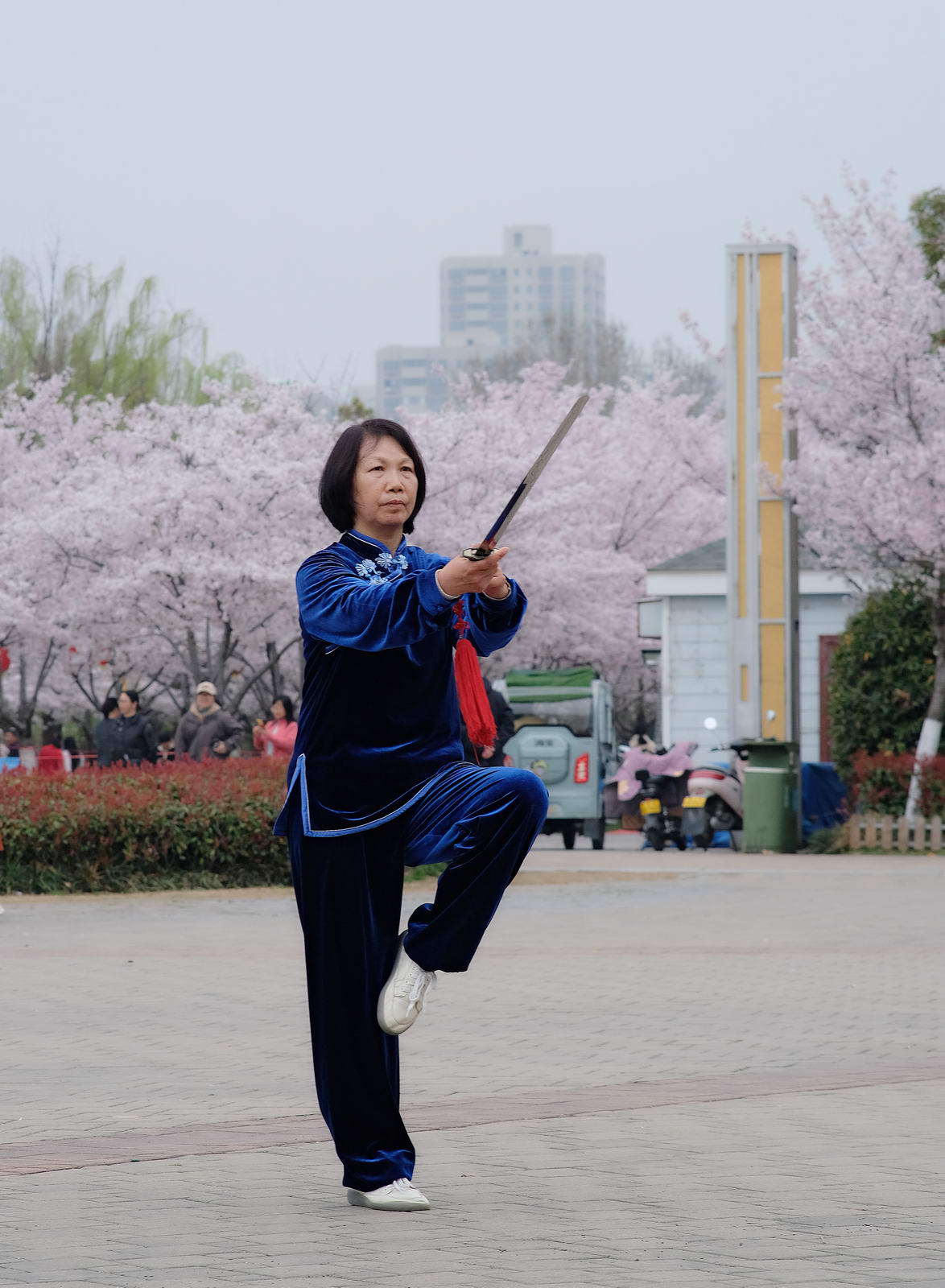 胡舒娴、 63岁 、爱好太极拳活动，从事太极拳、太极剑、太极扇锻炼10多年 。多次参加市县级太极拳比赛并获奖。摄影：胡云成
